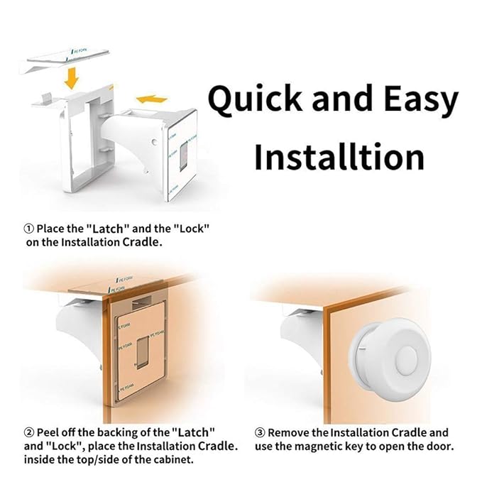 Child Safety Magnetic Cabinet Locks(20 Locks + 3 Keys), Baby Proof, No Tools Or Screws Needed - Norjews-CubbioJoy