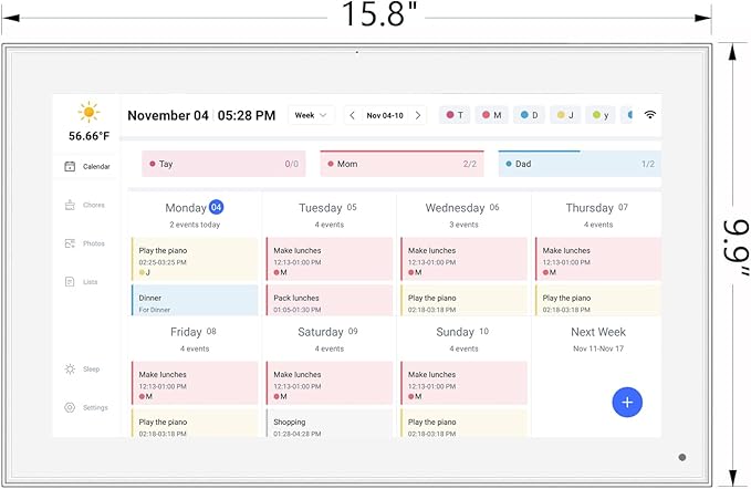 15.6 Inch Smart Digital Calendar Wall Planner & Chore Chart, IPS FHD 1920x1080 Touchscreen Interactive Display for Family Schedules, Streamline Household Organization-CubbioJoy