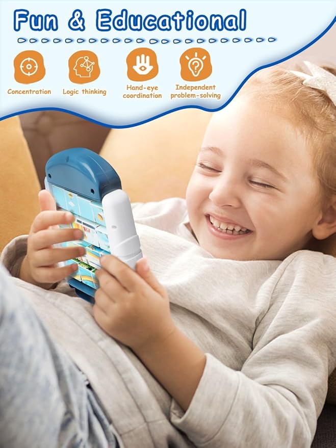 16-Piece Rotating Puzzles for Kids 4-6, Toddlers Puzzles 2-4, Road Trip, Airplane Activities Game, Travel Toys - Brain Teaser, Fine Motor Skills, Birthday Gifts Boys & Girls - Transportation-CubbioJoy