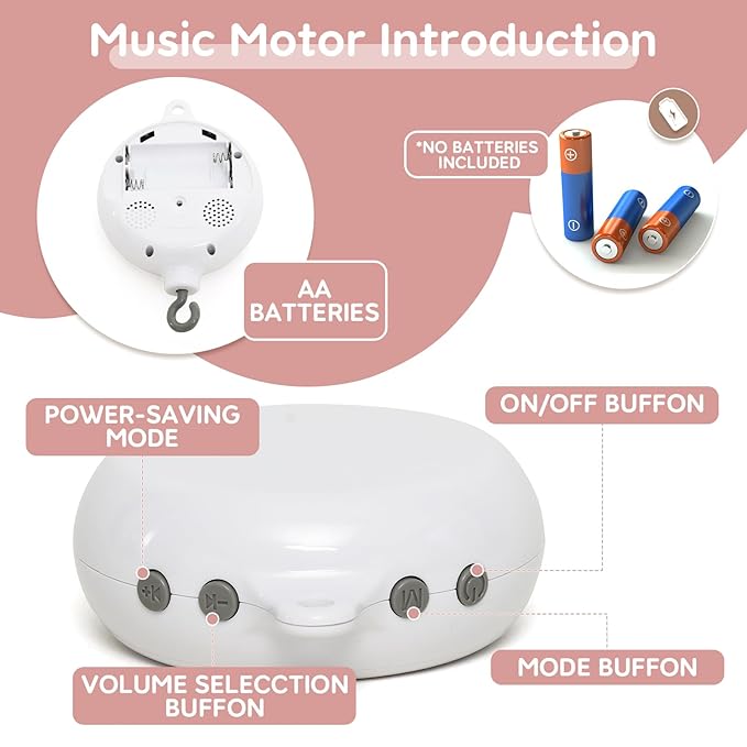 Baby Crib Mobile - Unicorn Crib Mobile for Girls with 25 Inches Mobile Arm and 35 Lullabies Musical Box, 3 Modes Digital, Volume Control, Essential Gift for Infant Bedroom Hanging Decor-CubbioJoy