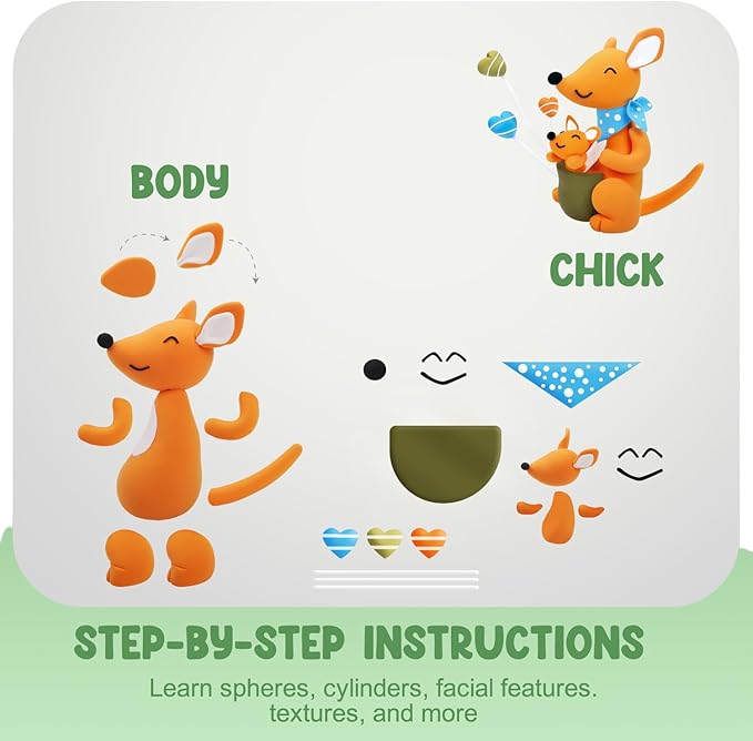 Air Dry Clay Kits - Modeling Clay for Kids, Ultra Light & Soft, Safe & Non-Toxic, DIY Airdryclay Kit with Sculpting Tools and Tutorials, Creatible Art Crafts Toys Gifts for Boys Girls-CubbioJoy