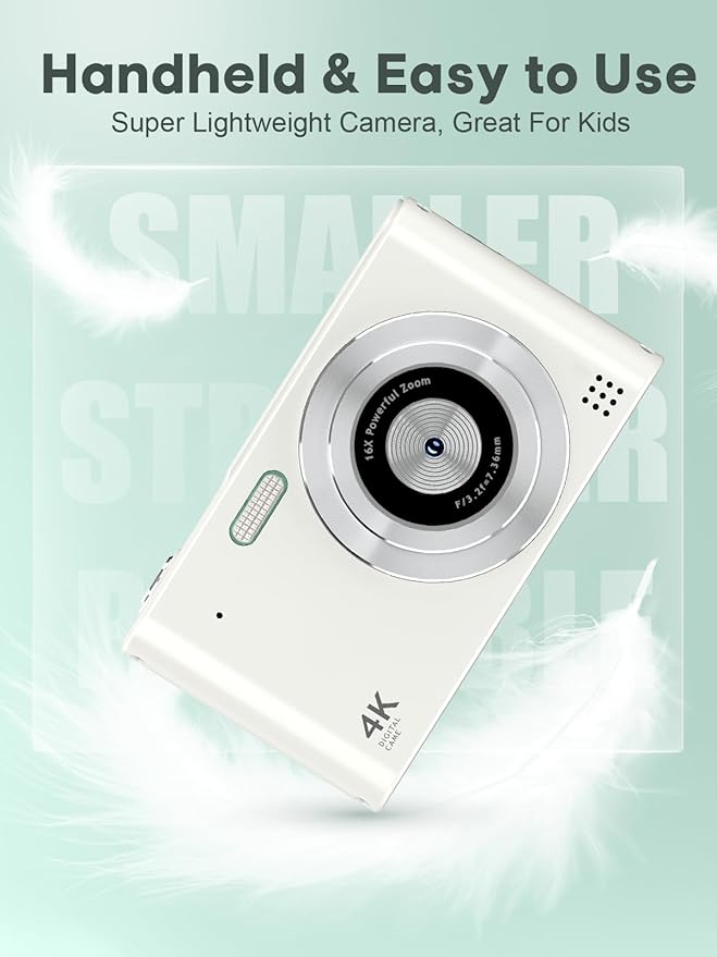 Digital Kids Camera 1080P Vlog Camera with 64GB, Lanyard, 16X Zoom Anti Shake, Card Reader 44MP Compact Portable Point Shoot Digicam for Kid Teen Girl Boy Christmas Halloween Thanksgiving-CubbioJoy