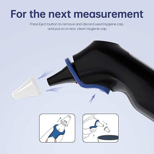 Ear Thermometer, Highly Accurate Ear Thermometer for Kids, Adults and Babies, 30 Memory Recall, 1s Result and 3-Color Fever Alert, with 24 Disposable Probe Covers, Blue-CubbioJoy