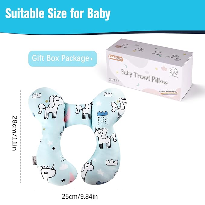 KAKIBLIN Baby Neck Pillow, Baby Travel Pillow, Baby Support Pillow,Upgraded Baby Neck Pillows for Car Seat Toddler Head and Neck Support Pillow for Car Seat, Pushchair(Unicorn)-CubbioJoy