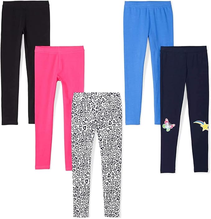 Amazon Essentials Girls and Toddlers' Leggings, Multipacks-CubbioJoy