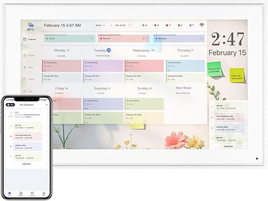 Digital Calendar 15.6 Inch, Electronic Calendar Chore Family Schedules, Smart Weekly and Monthly Planner, 1920 * 1080P IPS Touchscreen Interactive Display - Wall Mount White-CubbioJoy