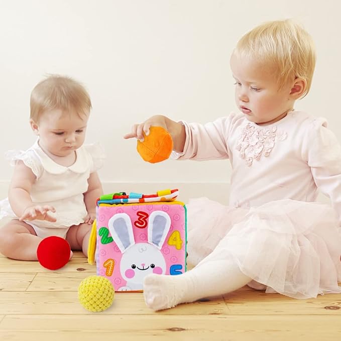 beetoy Sensory Busy Cube for Baby, Montessori Infant Toys with Textured Sensory Balls, Early Learning Travel Toys for Fine Motor Skills, Perfect Newborn Boy and Girl Gift-CubbioJoy