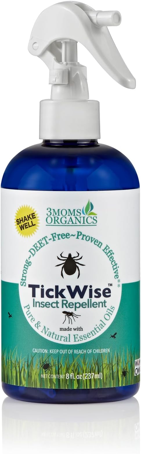 3 Moms Organics TickWise 8oz, Made with All Natural Essential Oils, DEET-Free, Tick and Insect Repellent, Plant Based Essential Oils, All Natural Ingredients Great for Adults, Kids, Dogs & Horses-CubbioJoy