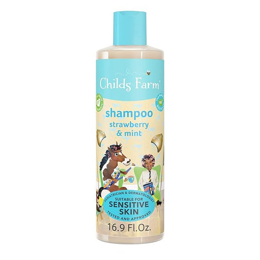 Childs Farm, Kids Shampoo for Dry, Sensitive, Eczema-prone Skin & Scalp, Strawberry & Organic Mint, Detangles & Nourishes, Vegan, Cruelty-Free, 16.9 fl oz-CubbioJoy