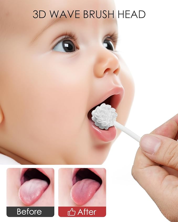 dearlomum Upgraded 32PCS Baby Tongue Cleaner, Disposable Newborn Toothbrush & Oral Cleaning Stick, Gauze Gum Cleaner for Infant Dental Care, 0–36 Months Baby Mouth Wipes-CubbioJoy