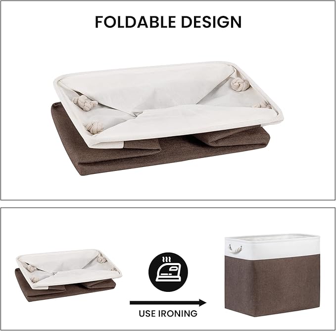 Bidtakay Baskets for Organizing Set of 2 Extra Large Fabric Storage Bins 17x12x15 in Collapsible Laundry Baskets Blanket Basket with Soft Handles Rustic Decorative Stair Basket Dog Toy Bins-CubbioJoy