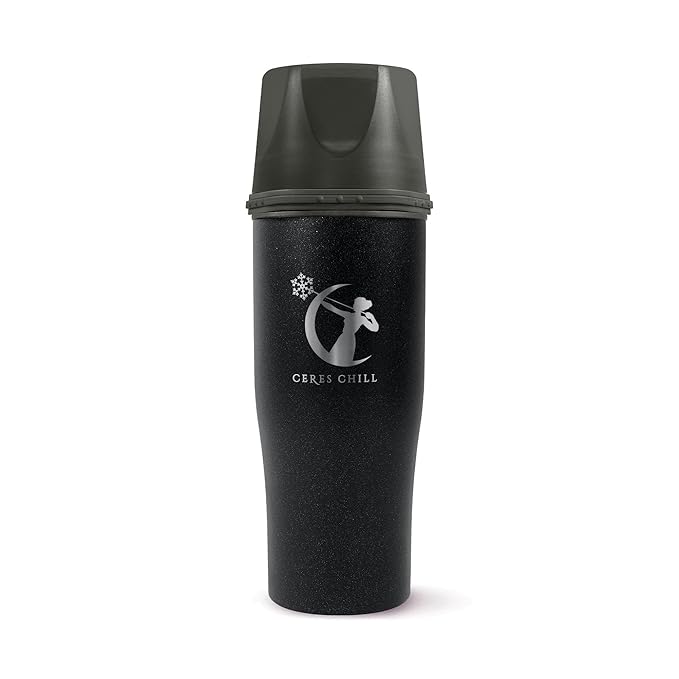 CERES CHILL Mini Breastmilk Chiller Demigoddess, Up to 12 oz. Reusable Storage Container, Keeps Milk at Safe Temperatures for Up to 16 Hours, Bottle Cooler, Connects w/Most Pumps (Shimmering Black)-CubbioJoy