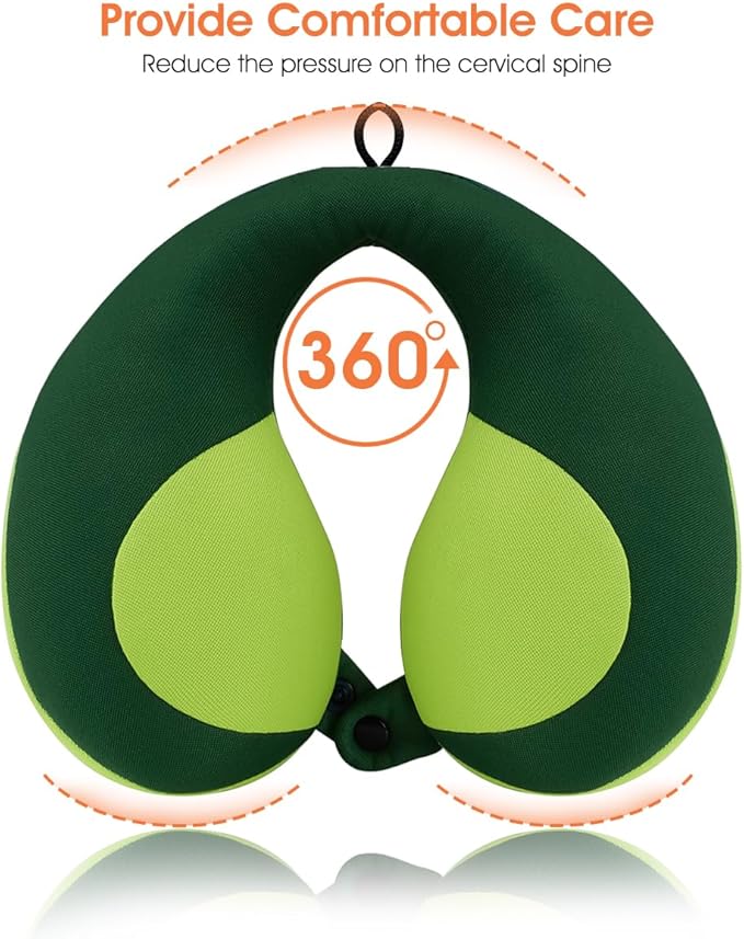 INFANZIA Kids Chin Supporting Travel Neck Pillow, Helps Support Head and Neck, Comfortably Designed for Head, Neck, and Chin Support - Gifts for Toddler/Child/Kids, Green-CubbioJoy