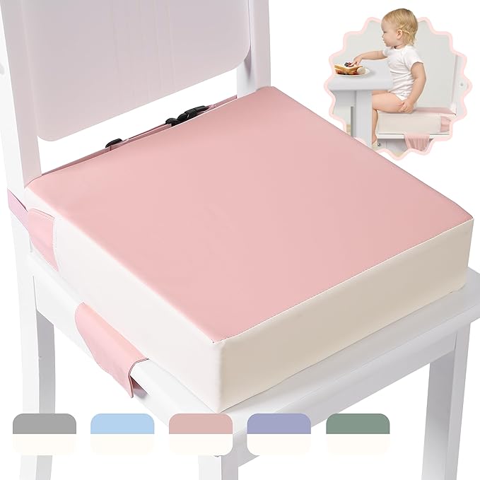 Booster Seat for Kitchen Chair with Adjustable Straps, Toddler Booster Seats for Dining Table Portable for Travel Camping Eating, Booster Cushion for Table for Baby Child Infant Kid Boy Girl-CubbioJoy