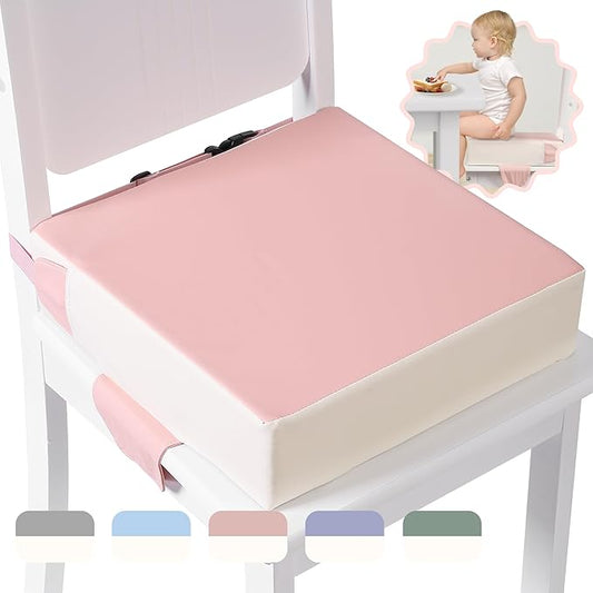 Booster Seat for Kitchen Chair with Adjustable Straps, Toddler Booster Seats for Dining Table Portable for Travel Camping Eating, Booster Cushion for Table for Baby Child Infant Kid Boy Girl-CubbioJoy