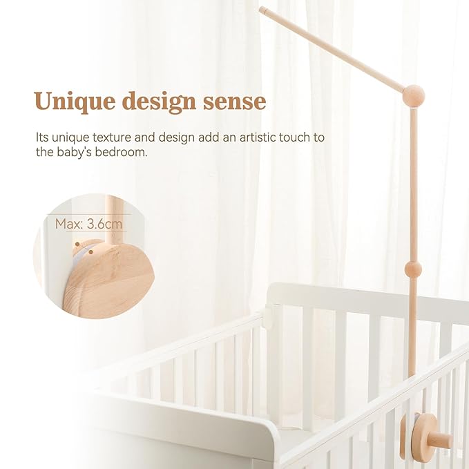 Baby Crib Mobile Arm,HBM Wooden Mobile Arm for Crib Mobile Hanger for Crib Baby Girl Nursery Decor-CubbioJoy