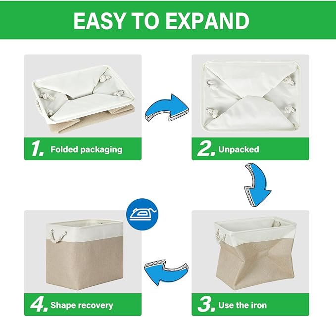 Bidtakay Extra Large Storage Baskets for Organizing 17x12x15.1 inch 3-Pack Fabric Closet Organizers Storage Bins with Handles Foldable Storage Baskets for Shelves Clothes XL-White&Beige-CubbioJoy