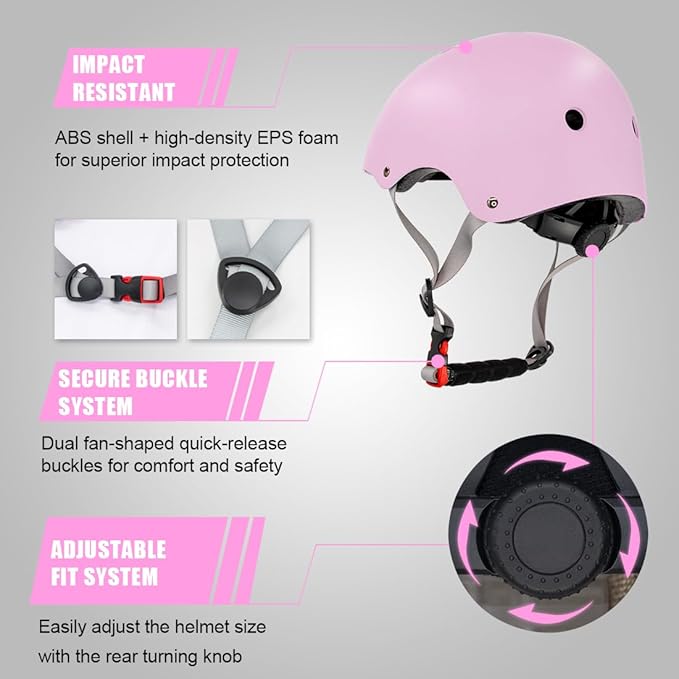 Kids Bike Helmet and Pads Set for Ages 2–14, CPSC Certified Adjustable Helmet with Knee Elbow Wrist Guards, for Skateboard, Scooter, Skating, Rollerblading, Multi-Sport Protective Gear-CubbioJoy