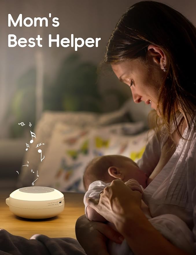 b&h Portable White Noise Machine with Night Light - Sound Machine for Baby, Bluetooth Speaker, 24 Soothing Sounds, 9 Colors Light, Timer, Rechargeable Sleep Machine for Home and Travel-CubbioJoy
