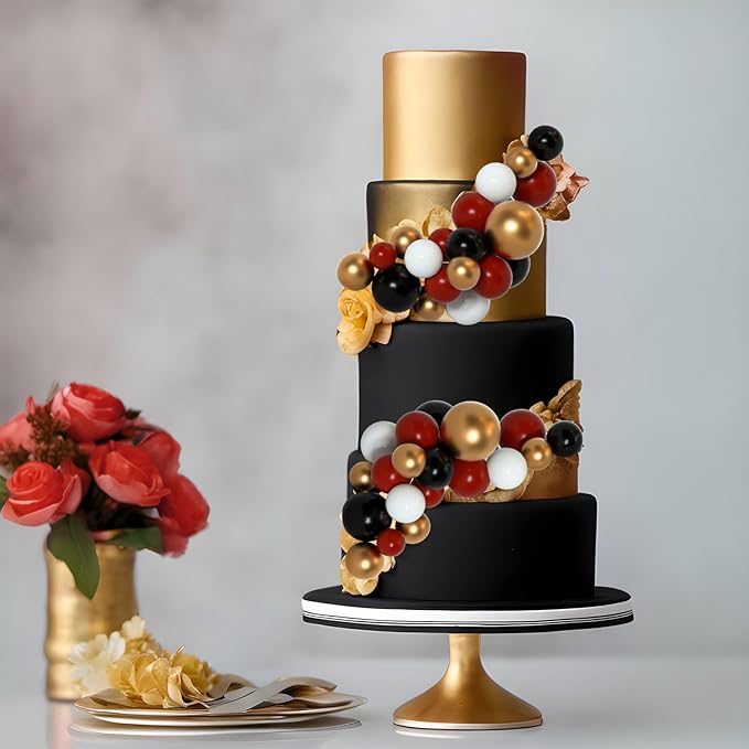 75 Pieces Cake Balls Topper Decorations Foam Cupcake Topper Mini Balloon Cake Topper Picks for Deco Birthday Party Wedding（Black, Red, Gold, White）-CubbioJoy