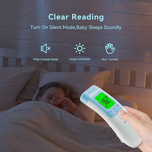 Berrcom Forehead Thermometer for Adults and Kids, Non-Contact Infrared Digital Thermometers for Fever, Room, and Object, Touchless Temperature Gun with Fever Alert-CubbioJoy