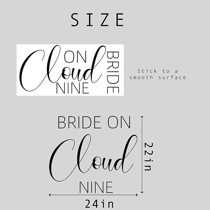Bride On Cloud Nine Decal - Bride Shower Party Decorations, Wedding Engagement Bride-to-Be Bachelorette Party Supplies, Balloon Arch Background Wall Decor Cloud Sign Decal(Cloud Nine Decal)-CubbioJoy