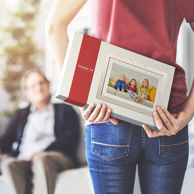 Dragon Touch Digital Picture Frame WiFi 10 inch IPS Touch Screen Digital Photo Frame Display, 32GB Storage, Auto-Rotate, Share Photos via App, Email, Cloud, Classic 10 White, XKS0001-WT-US2-CubbioJoy