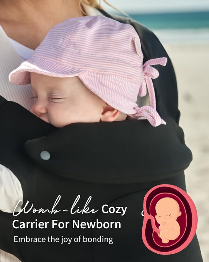 GROWNSY Baby Carrier Newborn to Toddler, Cozy Baby Wraps Carrier, Ergonomic Baby Carrier with Head Support, Black-CubbioJoy