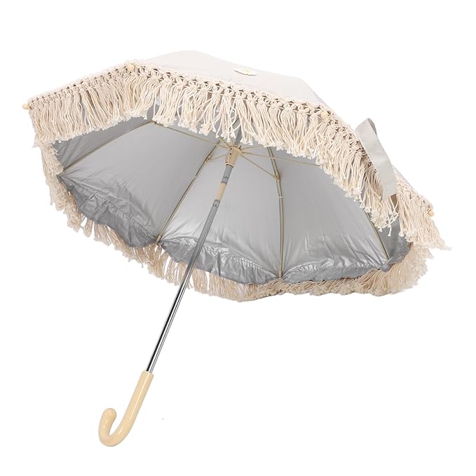 Baby Outdoor Parasols, Baby Stroller Parasol Umbrella with Adjustable Clamp, Toddler Parasol for Trolley Wheelchair Beach Chair, Outdoor Activities (Beige with-CubbioJoy