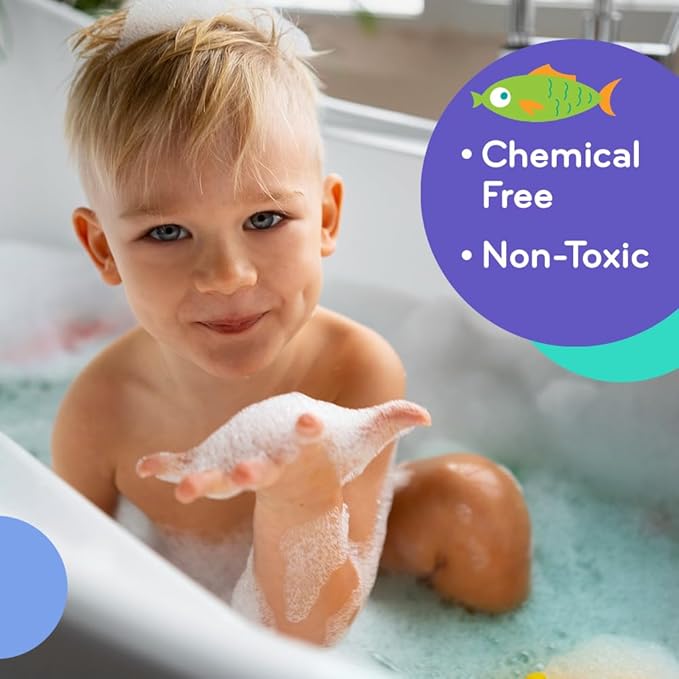 Mobi Little Whale Bubble Bath, Tropical Fruity Scent Kids Body Wash, Gentle Moisturizing Tub Foam for All Skin Type, GMO-Free, Stain-Free, Fun Aquamarine Color, 8 fl oz-CubbioJoy