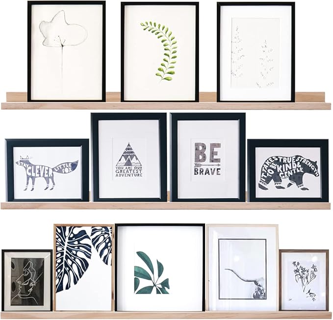 AZSKY 48 Inch Long Narrow Floating Shelves for Wall Storage Rustic Natural Wood Wall Shelf for Wall Décor Wall Bookshelf for Kids Room Picture Ledge Shelf a Set of 3-CubbioJoy