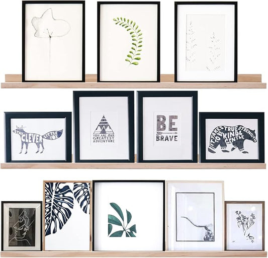 AZSKY 48 Inch Long Narrow Floating Shelves for Wall Storage Rustic Natural Wood Wall Shelf for Wall Décor Wall Bookshelf for Kids Room Picture Ledge Shelf a Set of 3-CubbioJoy