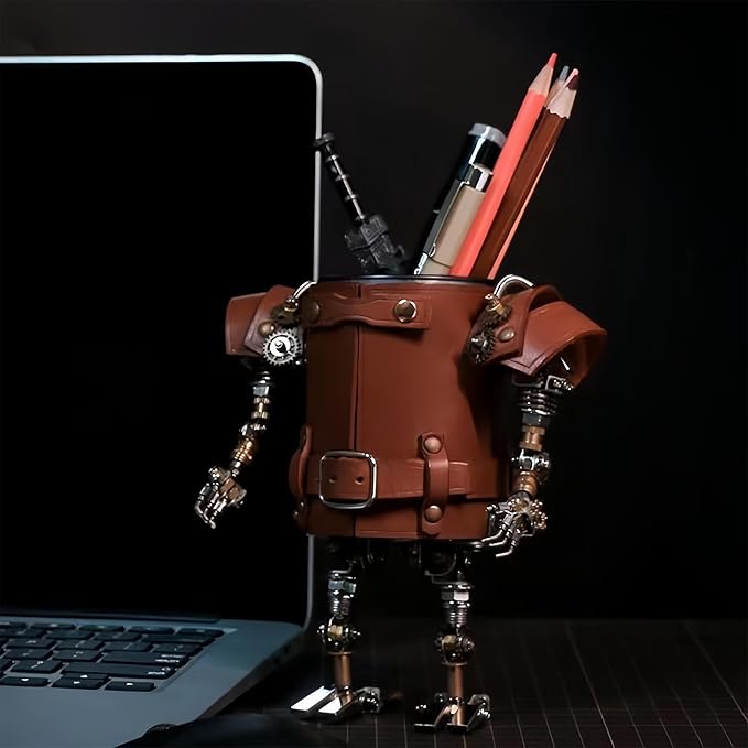 Adult 3D Metal Puzzle, Steampunk Style Pen Holder Metal Model Set, 3D Metal Puzzle Mechanical Pen Holder Building Blocks, DIY Mechanical Model Set, a high-end Gift for Men-CubbioJoy