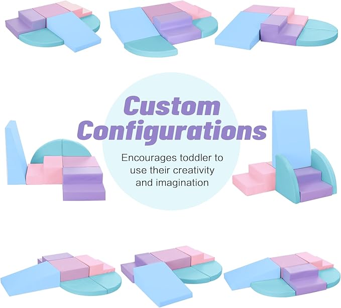 6-Piece Foam Climbing Blocks for Toddlers: Colorful Climbing Gym PU Leather Baby Foam Building Blocks Indoor Toy-CubbioJoy