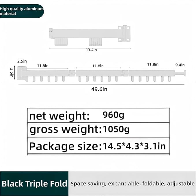 Clothes Drying Rack Wall Mounted,Space Saving Wall Drying Rack,Retractable Collapsible Tri-Fold,for Bathroom,Balcony,Outdoor lndoor with Laundry,White-CubbioJoy