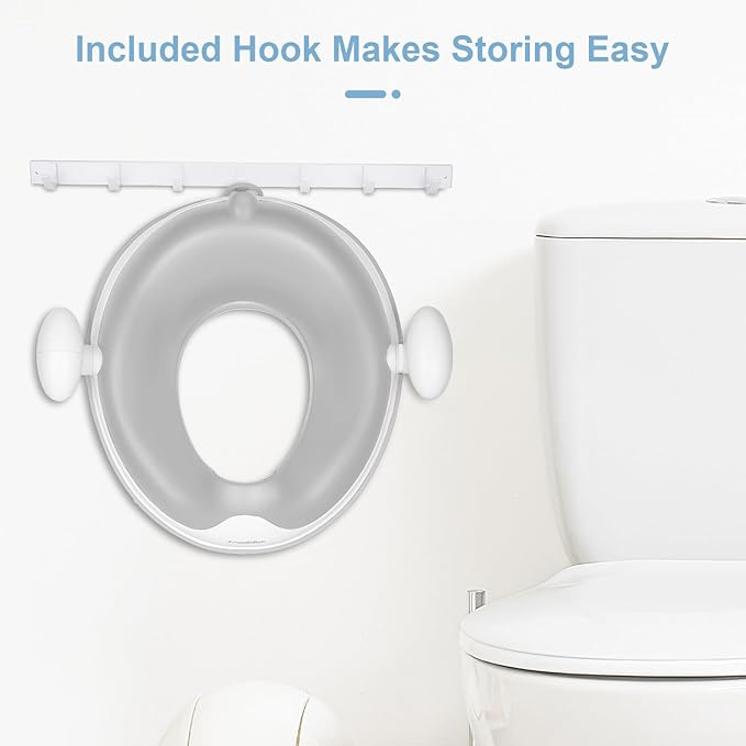 ANGELBLISS Baby Potty Training Toilet Seat with Soft Cushion Handles, Haute Collection, Double Anti-Slip Design and Splash Guard for Boys and Girls (Grey)-CubbioJoy