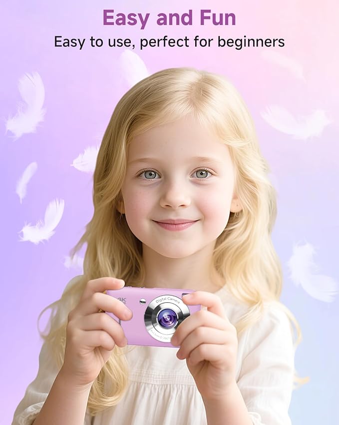 Digital Camera, 44MP FHD 1080P, 16X Zoom, 32GB SD Card, Compact Camera for Kids Teens Adults, Purple-CubbioJoy
