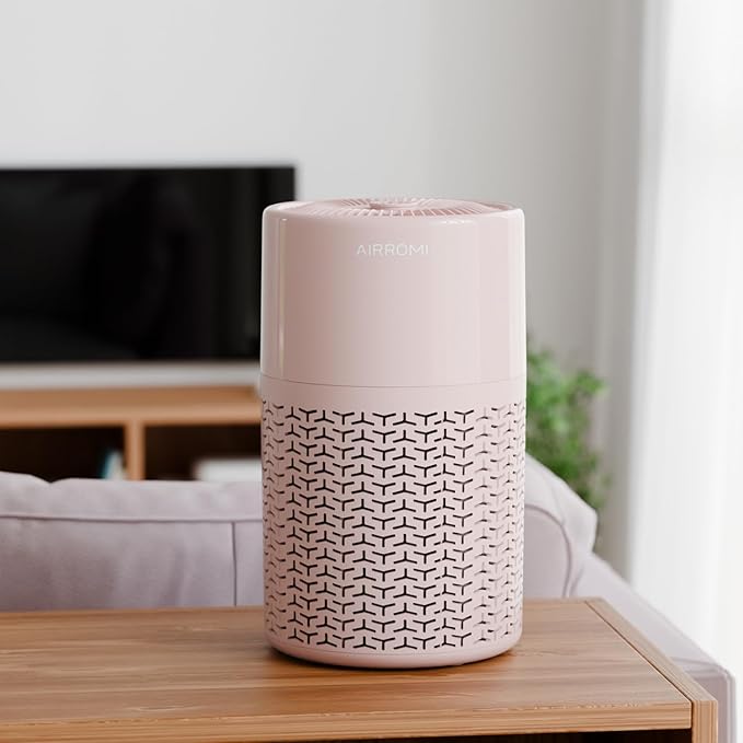 AIRROMI Pets Air Purifier for Home Allergies,Up to 660 ft².Yellow Deodorizing Activated Carbon Filter,With Fragrance Sponge for Better Sleep,Night Light,Pet Dander,Smoke,Odors,Air Cleaner A2002 Pink-CubbioJoy