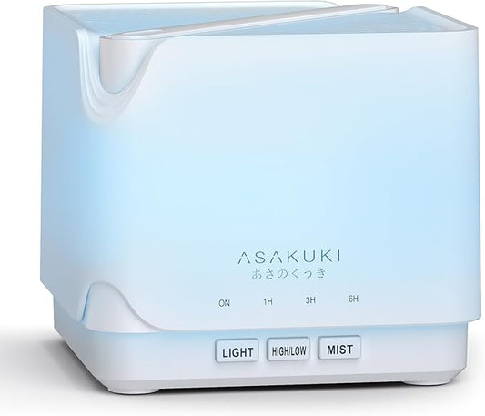 ASAKUKI Essential Oil Diffuser, Multifunctional Ultrasonic Aromatherapy Fragrant Oil Vaporizer Humidifier with Timer, Auto-Off Safety Switch, and 7 LED Light Colors, 700 ml (White)-CubbioJoy
