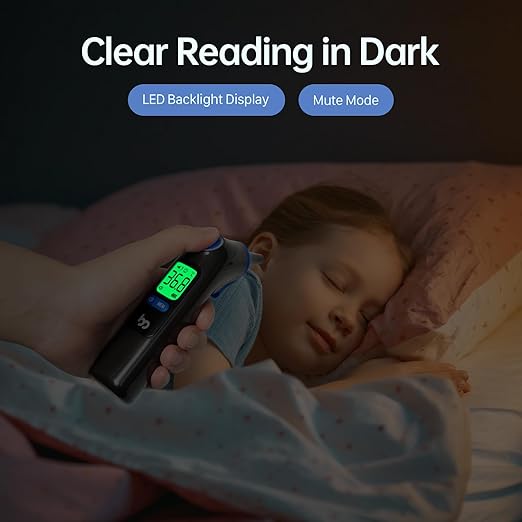 Ear Thermometer, Highly Accurate Ear Thermometer for Kids, Adults and Babies, 30 Memory Recall, 1s Result and 3-Color Fever Alert, with 24 Disposable Probe Covers, Blue-CubbioJoy