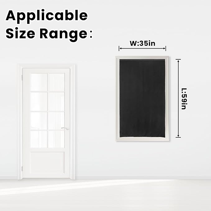 Adhesive Blackout Curtains- Self Stick Shades Window Blinds Curtains No Rod Needed Easy to Hang Curtains, Use for Bedroom, Living Room, Dining Room, Kitchen, Home Office, 35"W X 59"L, Black, 1 Panel-CubbioJoy