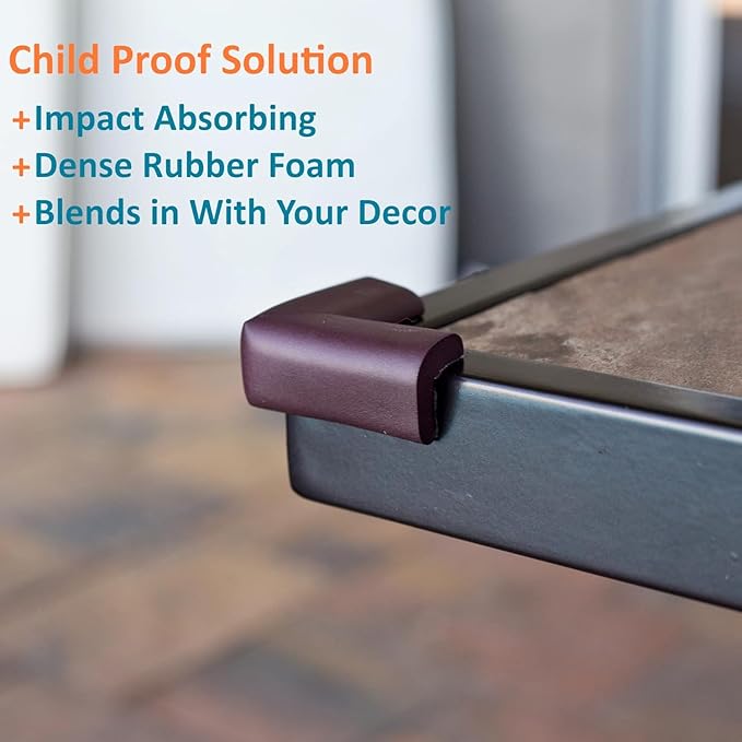 8-Pack Corner Protectors Baby Proof, Furniture Corner and Edge Safety Bumpers, Soft Rubber Foam Cushion Covers, 3M Taped Corner Guards, Baby Child Proofing Pads, Table Corner Protectors, Brown-CubbioJoy