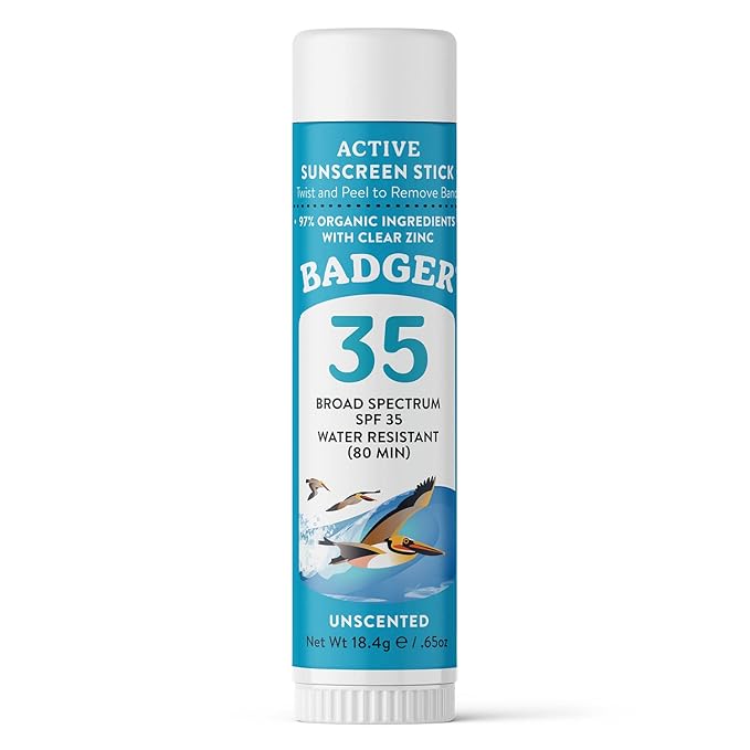 Badger Mineral Sunscreen Face Stick SPF 35, 97% Organic Unscented Zinc Oxide Travel Sunscreen, Coral Reef Safe Travel Size Stick, .65 oz-CubbioJoy