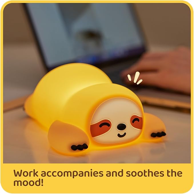 DREAMING MY DREAM Night Light for Kids,Squishy Sloth Night Light,LED Novelty Animal Nightlight,3 Levels Dimmable,30Min Timer Nursery Lamp for Kids, Bedroom Baby Boys Girls Gifts-CubbioJoy