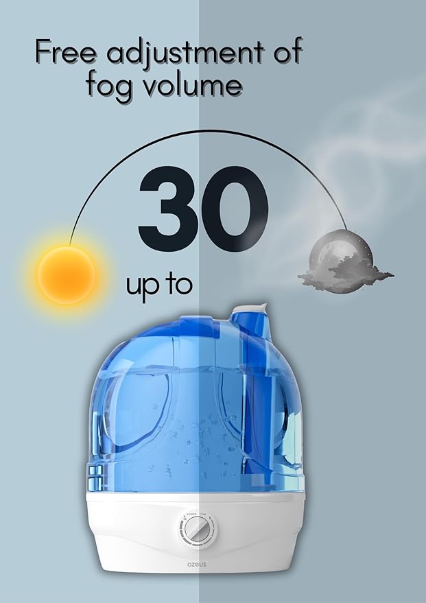AZEUS Humidifiers for Bedroom, 2.8L Ultrasonic Cool Mist Humidifiers for Home Baby Nursery & Plants, Quiet Top Fill Air Humidifier Lasts Up to 30 Hours, Auto Shut-Off (BPA-Free)-CubbioJoy