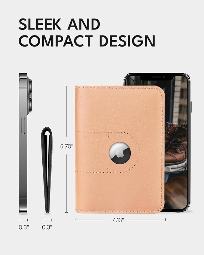 ALLIVE Passport Holder for Travel, Genuine Leather Passport Holder with Airtag Women Men,Travel Must Haves Airport Essentials, Passport Cover Travel Gifts Beige-CubbioJoy