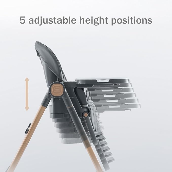 6 in 1 Convertible High Chairs for Babies and Toddlers,Portable High Chair with Dishwasher Tray and 4 Wheel,Booster Seat for Dining Table,Foldable Toddle and Baby Feeding Highchair (Gold-Grey)-CubbioJoy