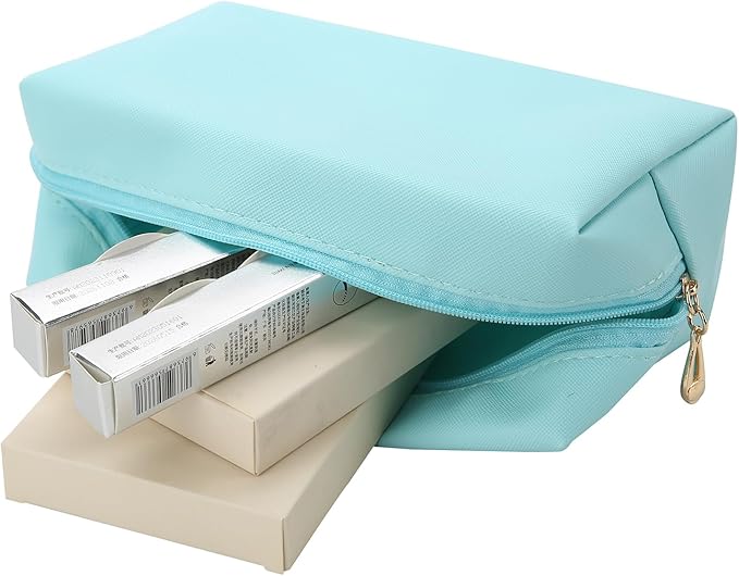 Bridesmaid Proposal Gifts Letter Cosmetic makeup bag bulk for Wedding Party Favors Bachelorette party decorations Toiletry Organizer Bag Makeup Case Gift (8, White&Dusty Blue)-CubbioJoy