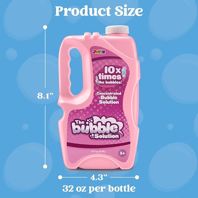 JOYIN 32 oz Bubble Solution Refills (Close to 1L/ 2.5 Gallon), Concentrated Solution for Bubble Machine, Wands, Blower, Easter (Pink)-CubbioJoy