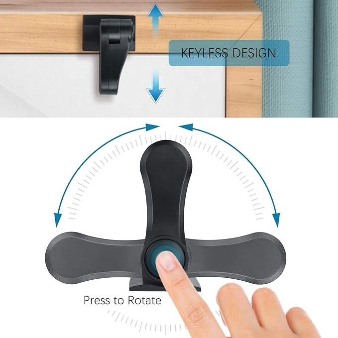 Child Proof Door Lever Lock - 4 Pack - Door Locks for Kids Safety - Door Knob Child Proof - Baby Proofing 3M Adhesive - Door Handle Child Proof - Baby Safety Locks for Toddlers - Black-CubbioJoy